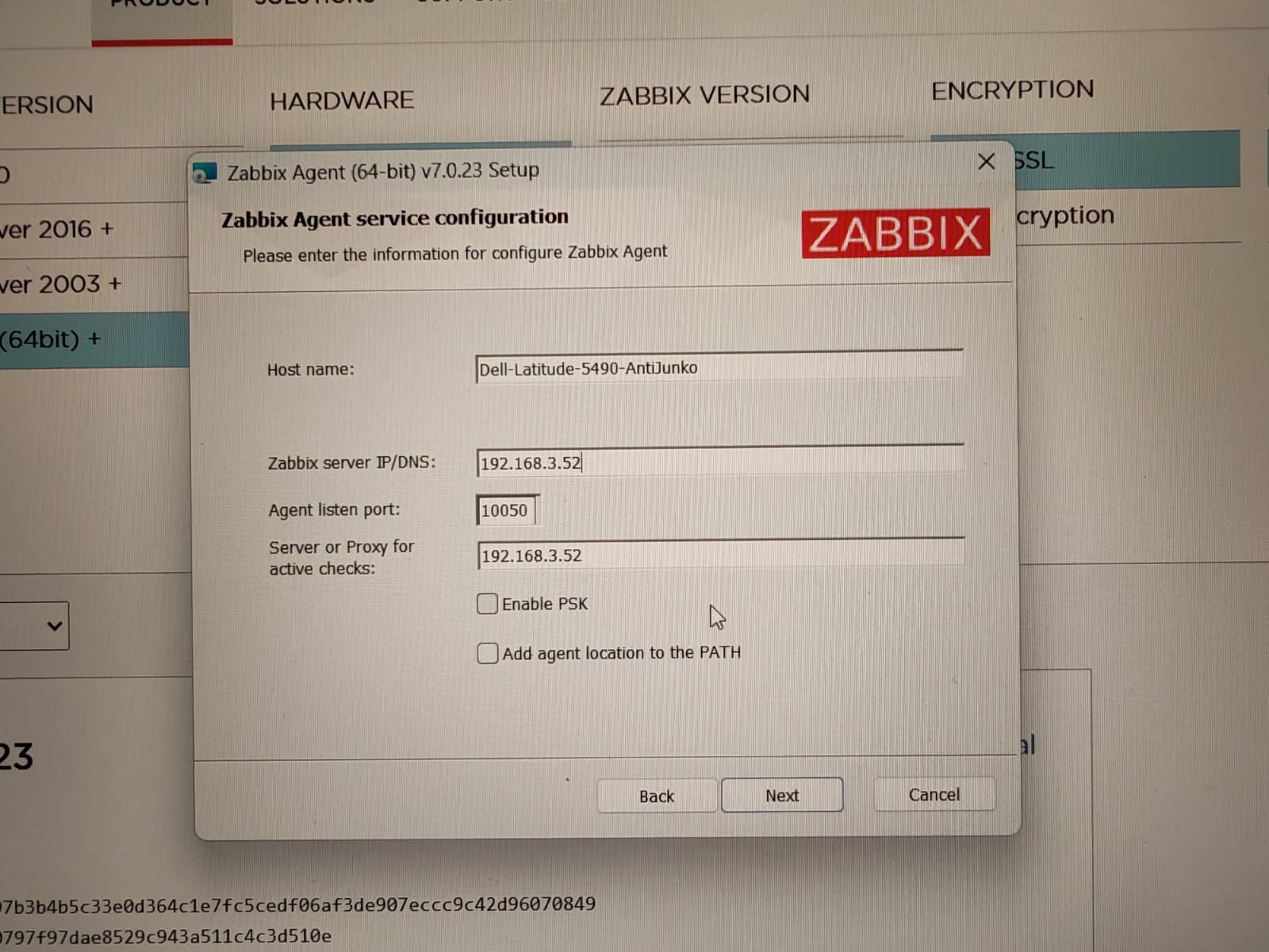 Buscando el Agente Zabbix en Windows del portátil Dell